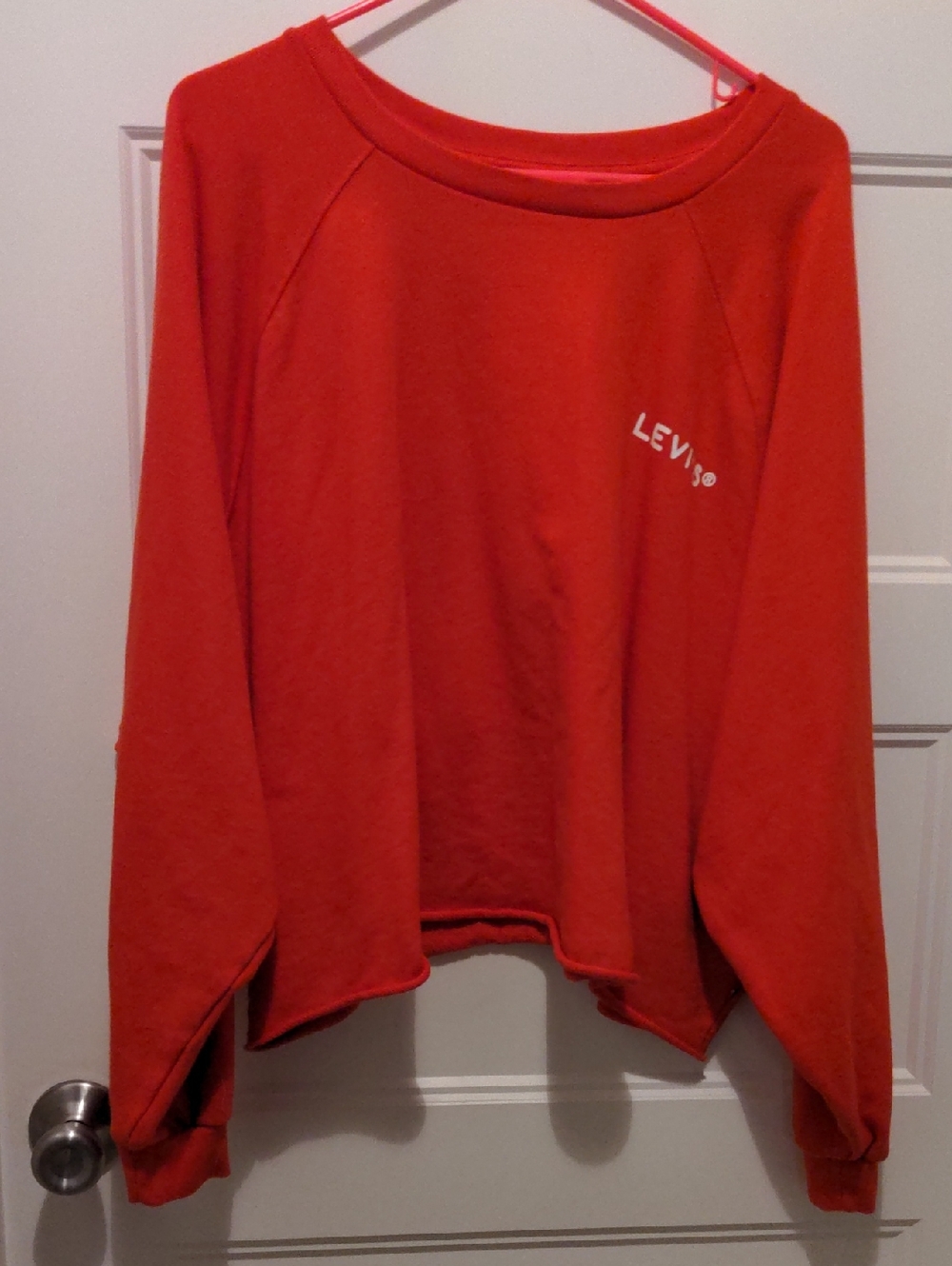 Levi's Orange Raw Hem Crop Crewneck Pullover Sweatshirt Size 3X